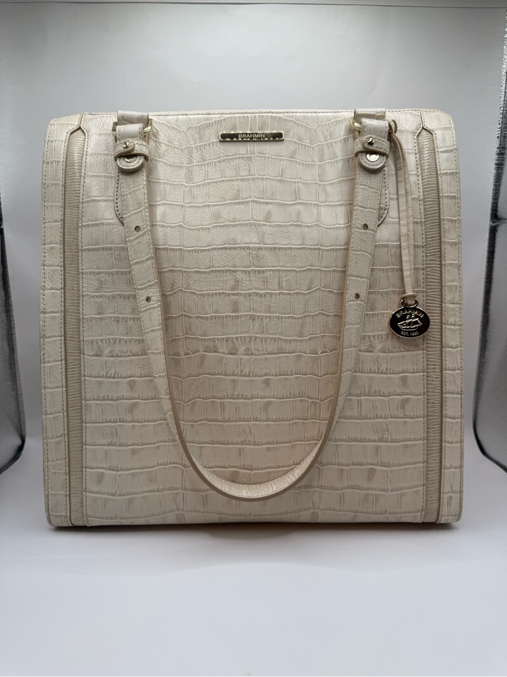 Brahmin Large Caroline in Ivory Terrace